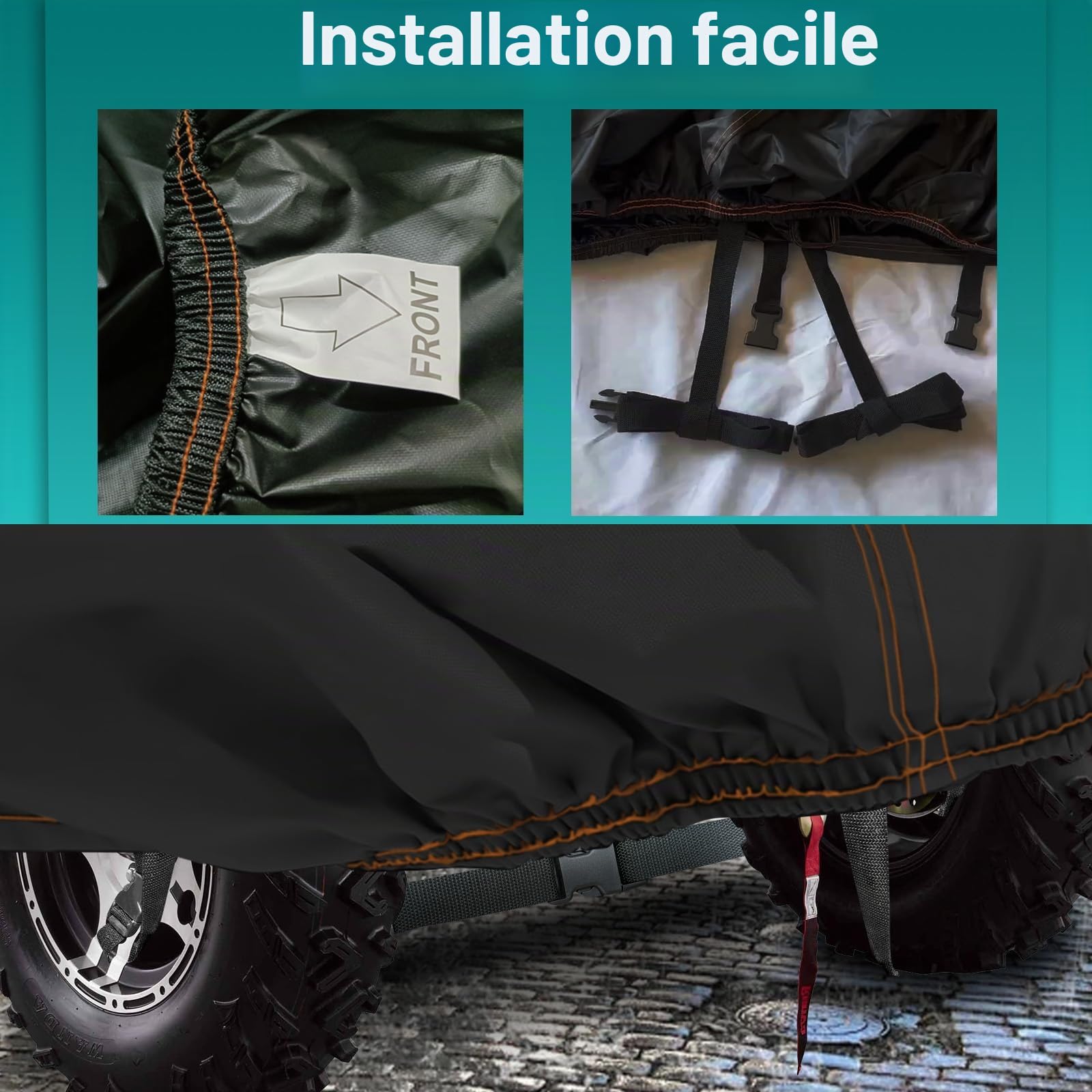 QYMOTO Housse pour UTV 2 Places, Compatible avec Polaris Ranger 570, RZR 900/1000, Honda Pioneer 500/700, Can am X3, Arctic Cat Side by Side Protection Contre Les intempéries, Coupe-Vent et