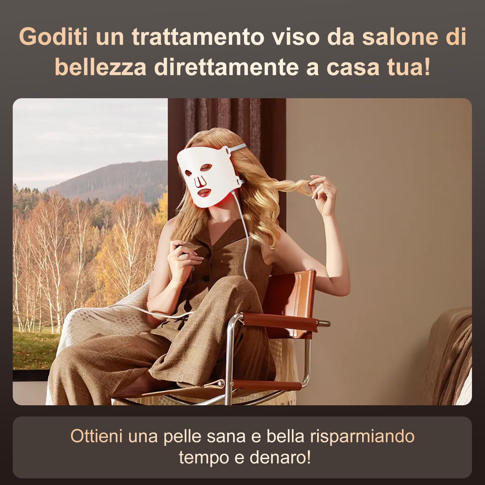 Profey Maschera Led Viso in 7 Colori, Led Mask ha Effetti Di Ringiovanimento Della Pelle, Antietà e Antirughe, Bianco Maschera Viso Led | 7 modalità, copertura uniforme, silicone, timer auto 5-30 min