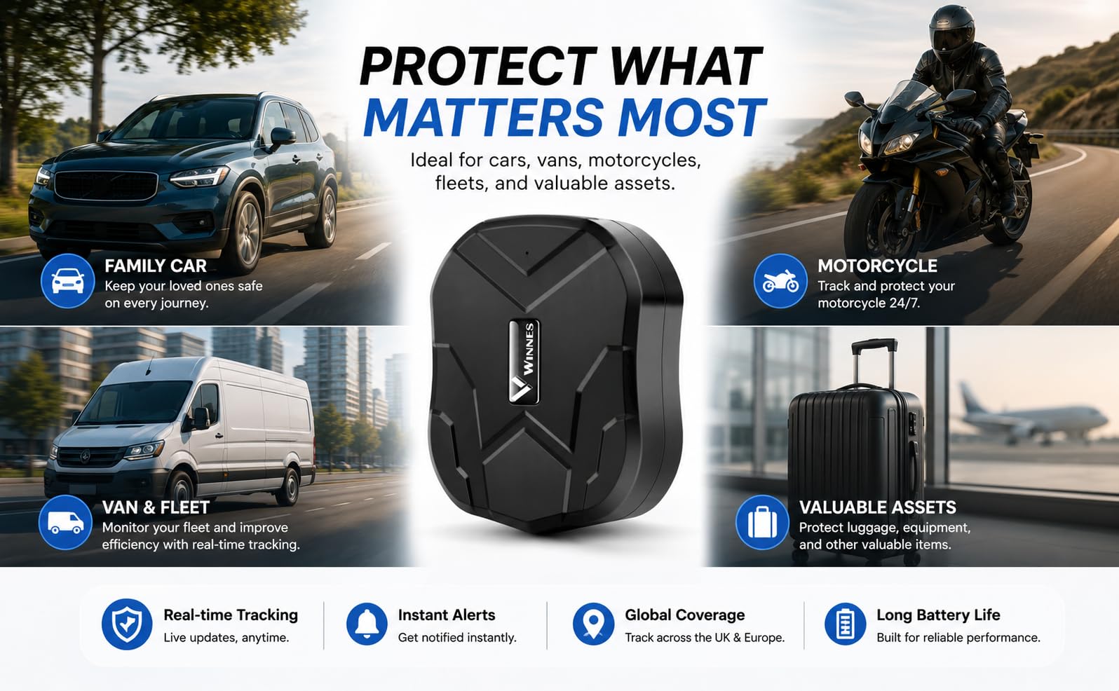 4G GPS Tracker per Auto Localizzatore GPS per auto 10000mah Impermeabile IP67 APP Compatibile iOS e Android,Antifurto,Geo-fence,Tracking in Tempo Reale per Veicolo,Camion,Winnes 4G TK905B