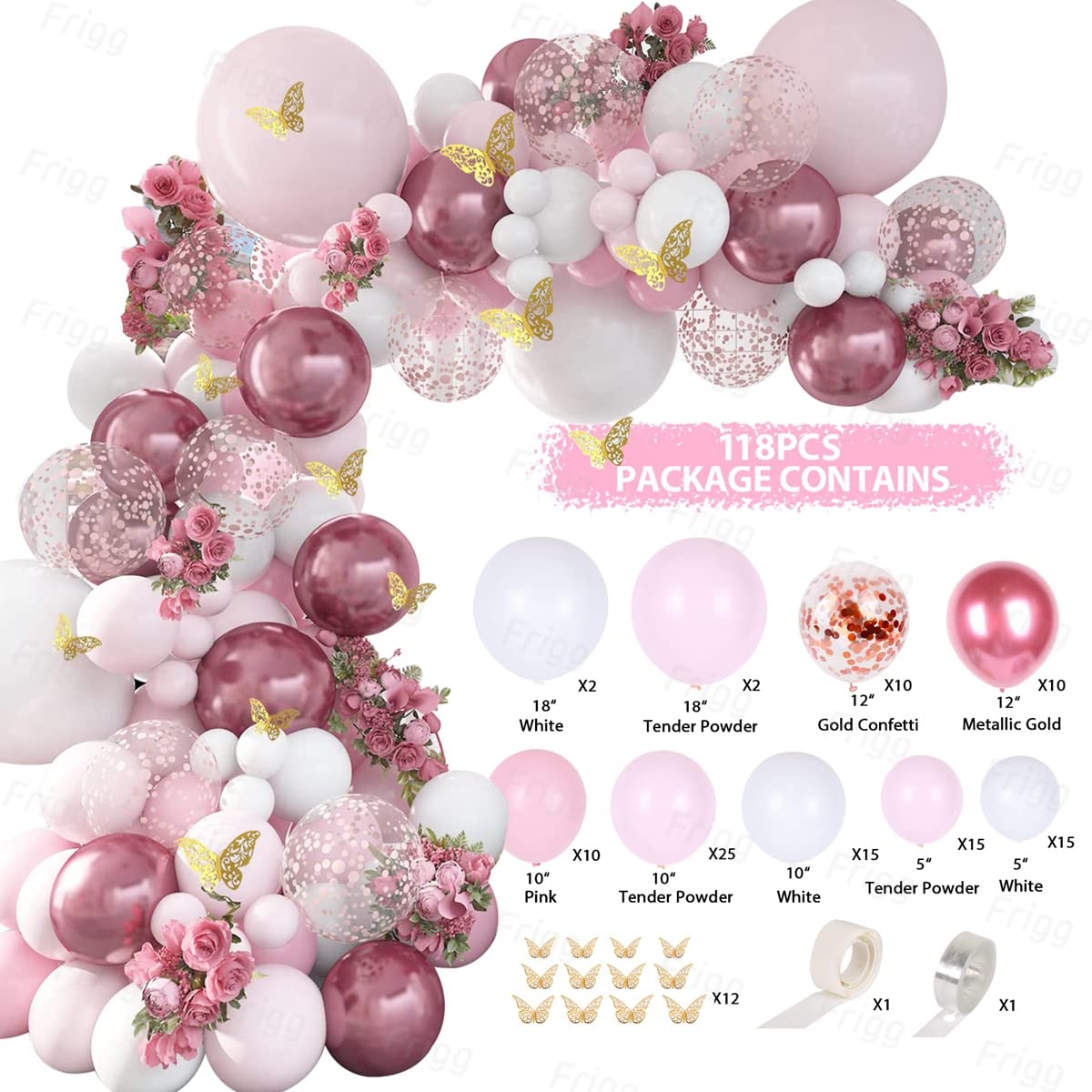 Arche Ballon De Guirlande Rose, Ballon Anniversaire Fille Rose Rouge