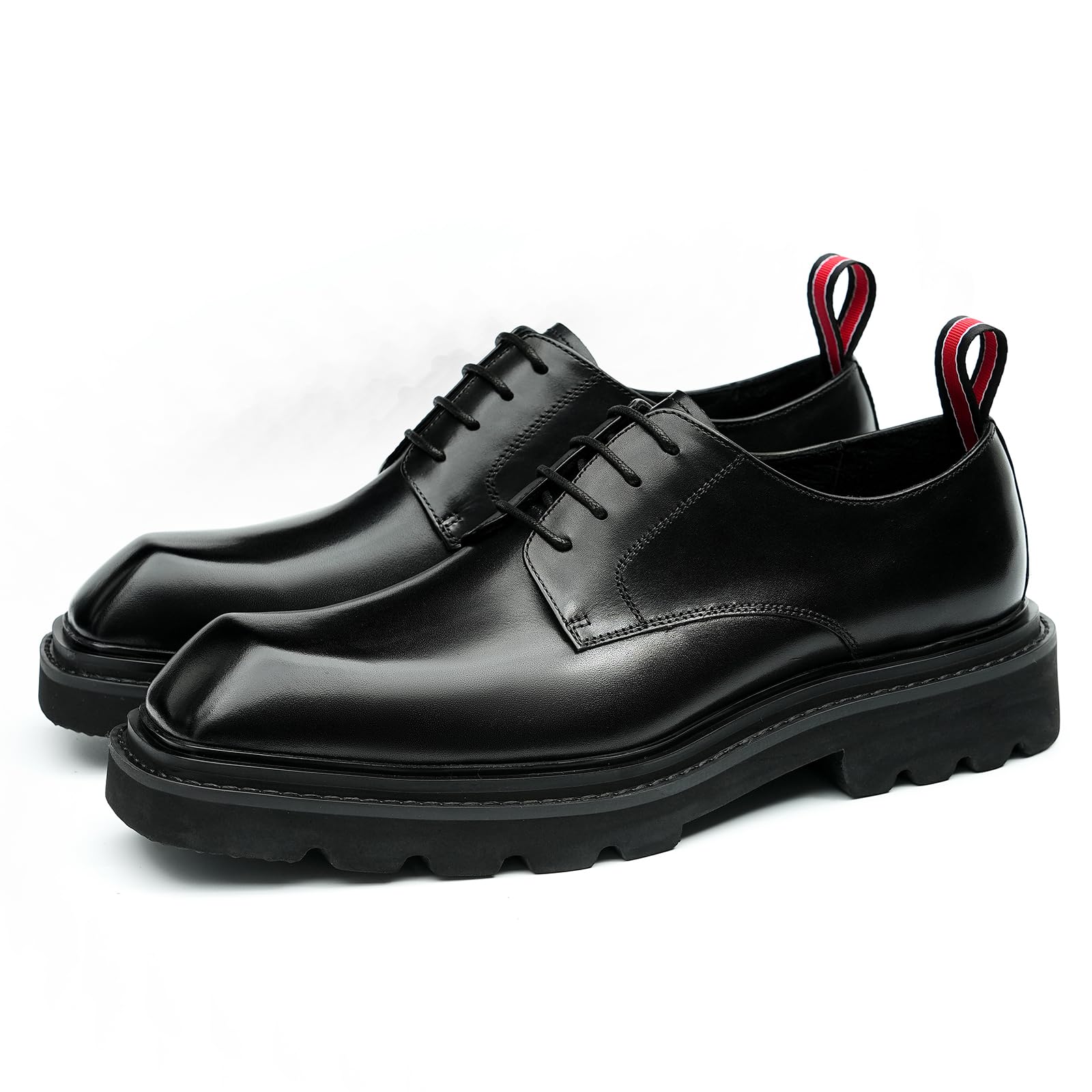 Derbys Punta Quadrata con Suola Spessa da Uomo Scarpe da Abito Affari Casuale