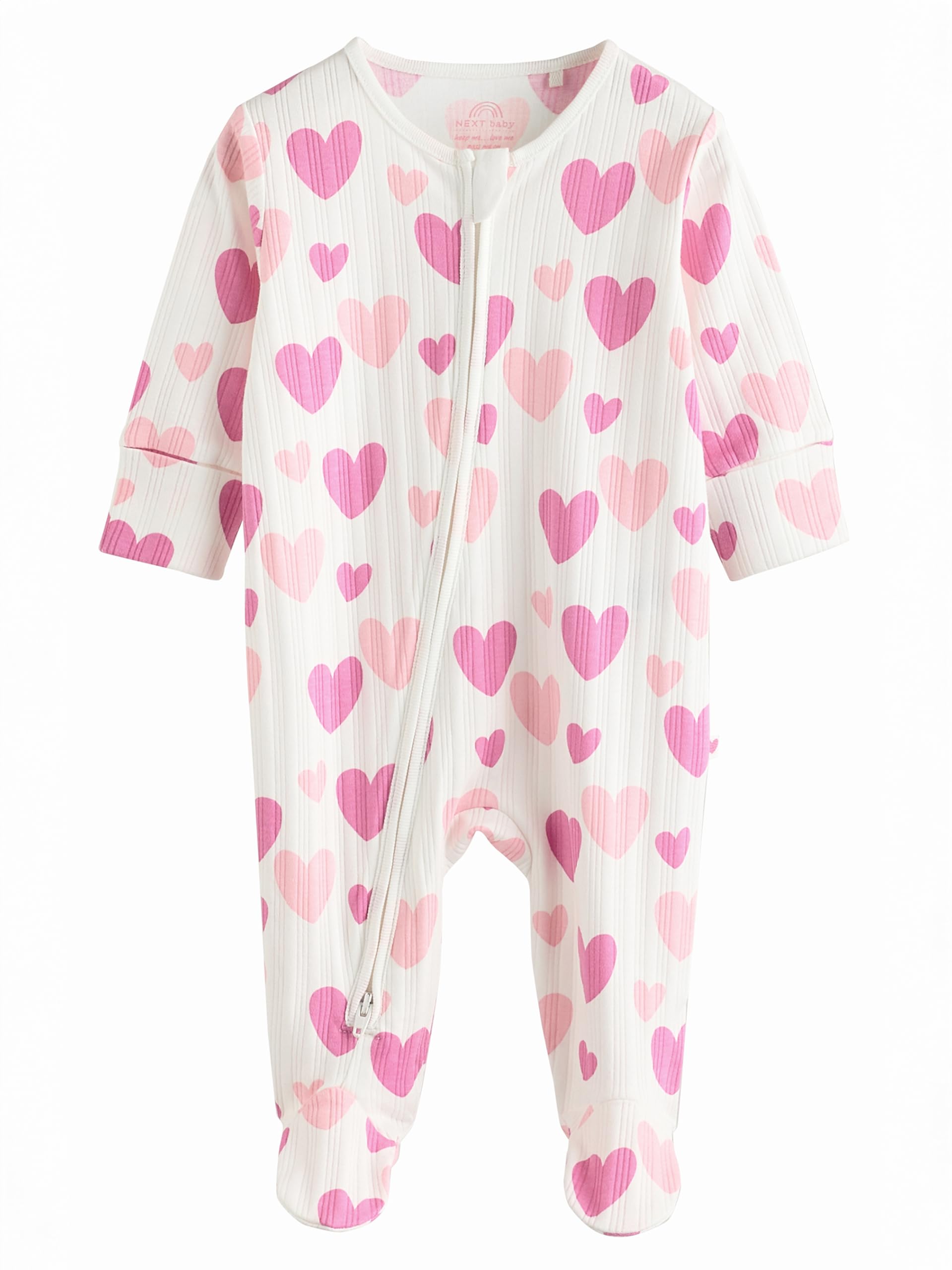 NEXT Bebés niña Pack de 3 Peleles Rosas con Estampado de Corazones 100% algodón para bebé (0 Meses - 2 años)