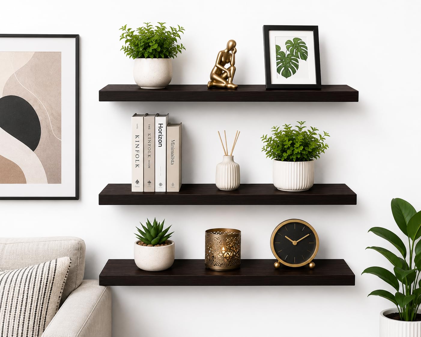 Wooden Floating Shelf with L-Clamp, 14x8 Inch Wall Shelf, 11mm Thick MDF Board, Heavy Duty Storage Shelf for Living Room, Office & Kitchen-image-33