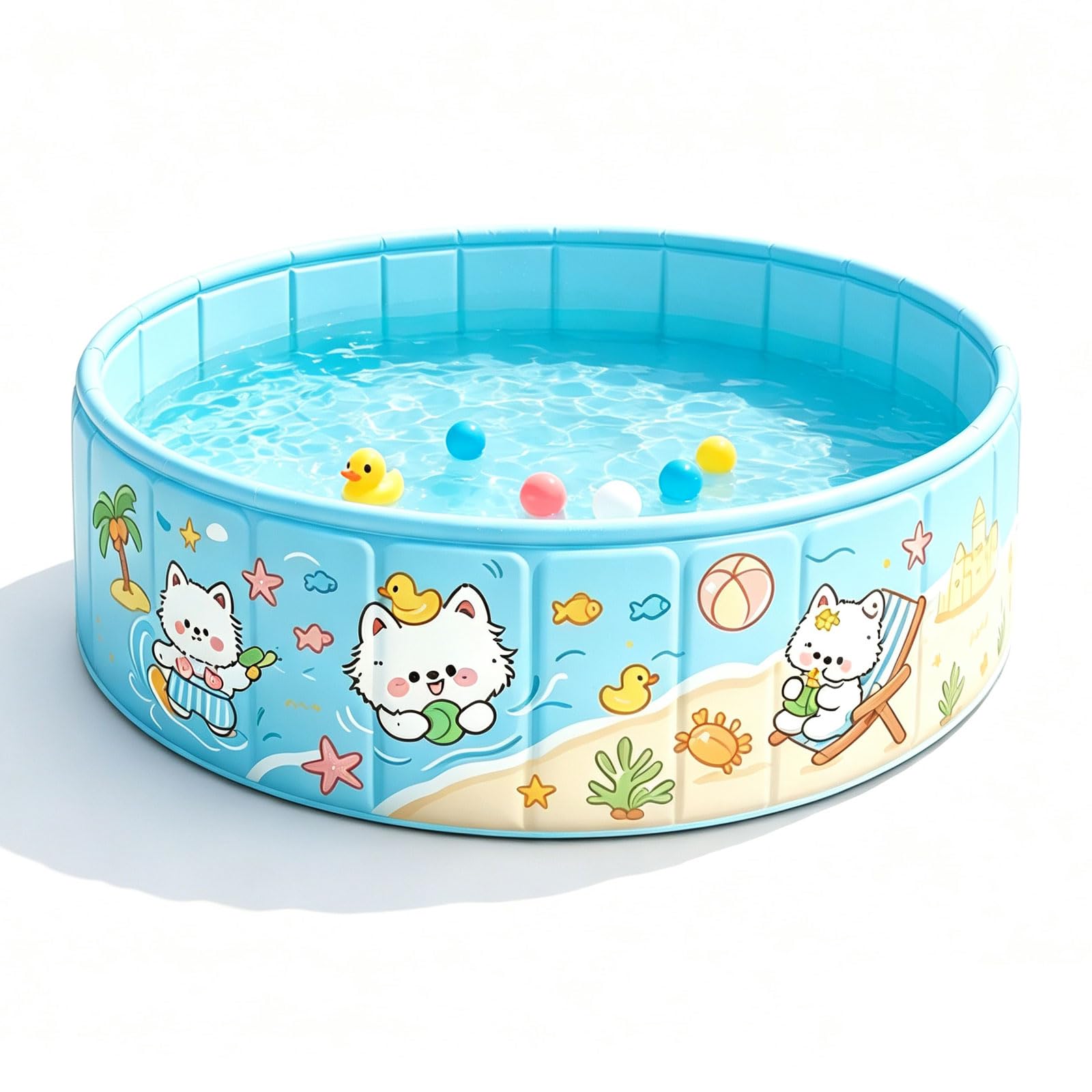 Piscina Pieghevole Non Gonfiabile 120*45cm Piscina Pieghevole Per Esterni in PVC Vasca Portatile Interattiva Piscina per Cani Antiscivolo con Scarico Per Adulti Famiglia Giardino Patio Spiaggia