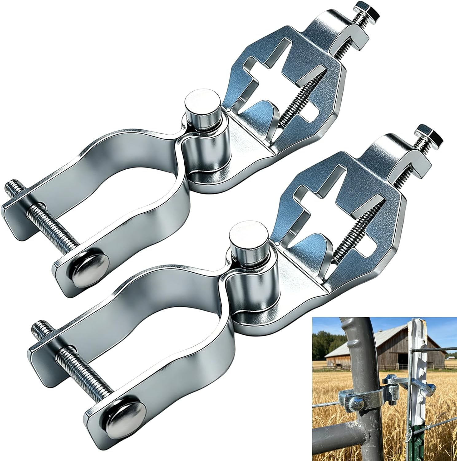 Galvanized Steel Heavy Duty T Post Gate Hinge Kit, Durable Chain Link Fence Gate Hinges for T Posts, T-Post Gate Hinge Pins, T Post Hardware Hinges for Gate Installation in Farm,Garden,Backyard Fence