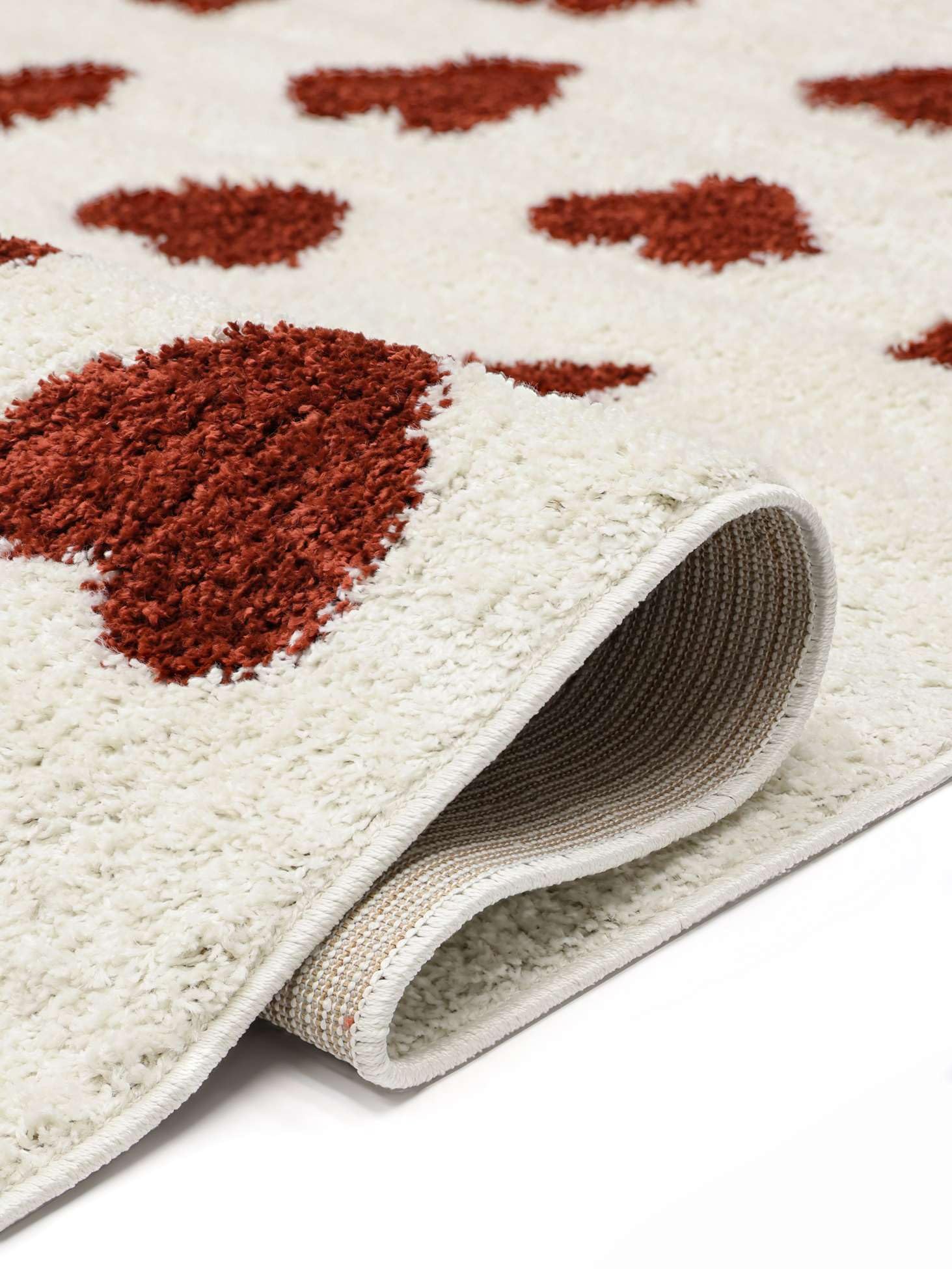 RugVista Heartbeat Kinderteppich, 140 x 200 cm, Off Weiß/Rot