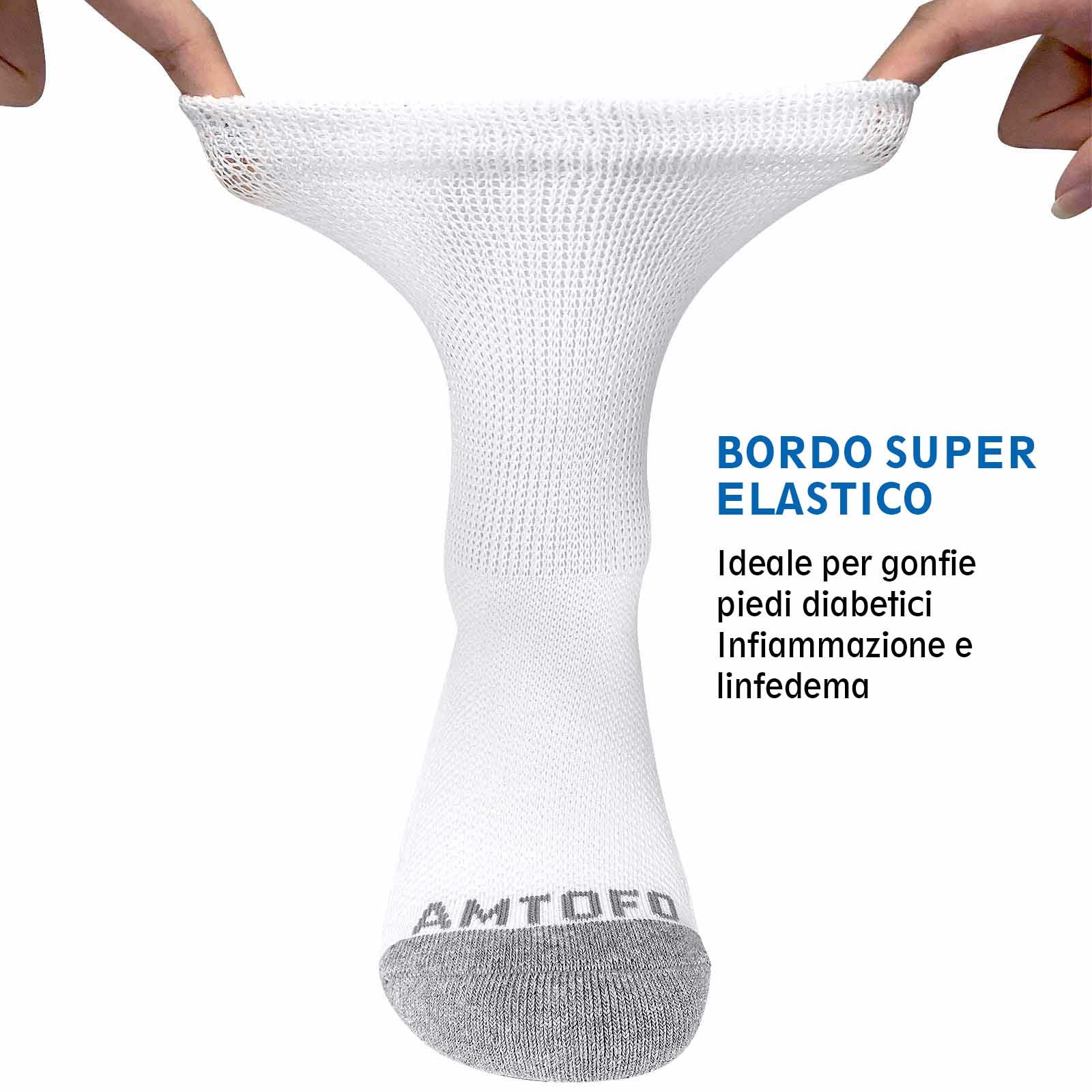 LOFIR Calzini Diabetici in Cotone da Uomo: Calze Sanitari con Cintura Extra Larghi Senza Elastico Senza Cucitura Calzino con Comodi suola imbottita da Uomo Nero Bianco Grigio Taglia 39-50 4 paia