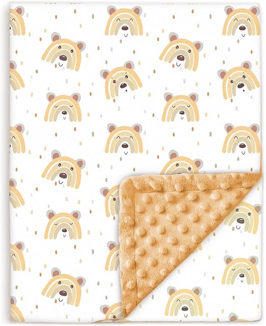 SUPERBE BEBE Superbe Bébé Couverture Réversible Coton Oeko-Tex et Minky avec Bordure