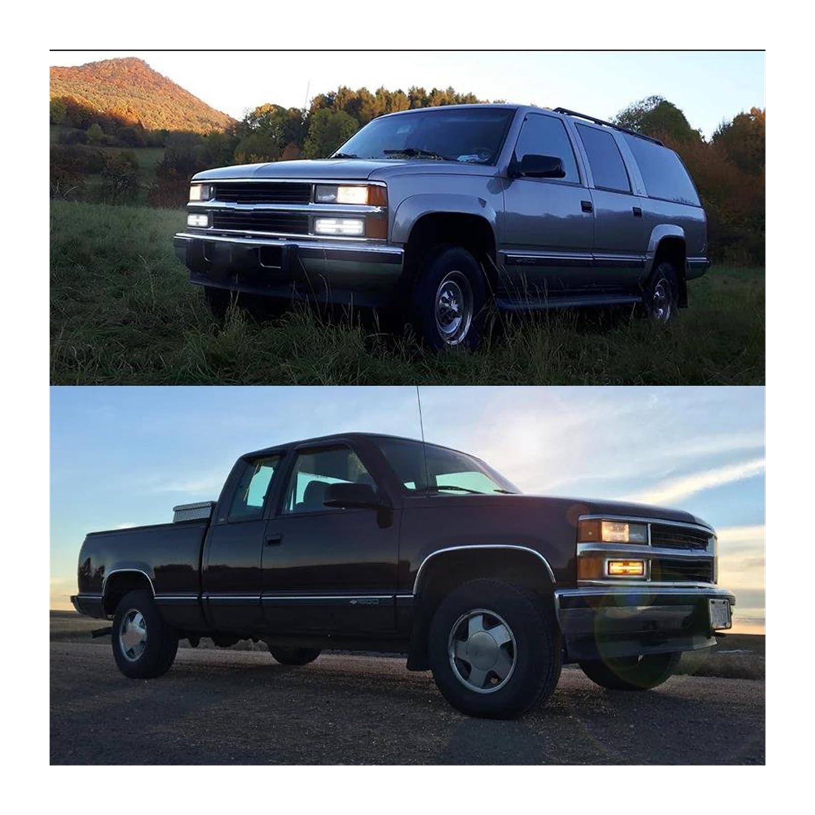 Intermitente Lateral Conjunto Luces Intermitentes Ámbar Secuenciales LED Parachoques Delantero Para Chevy Para Tahoe 1995-1999(Smoked Lens)