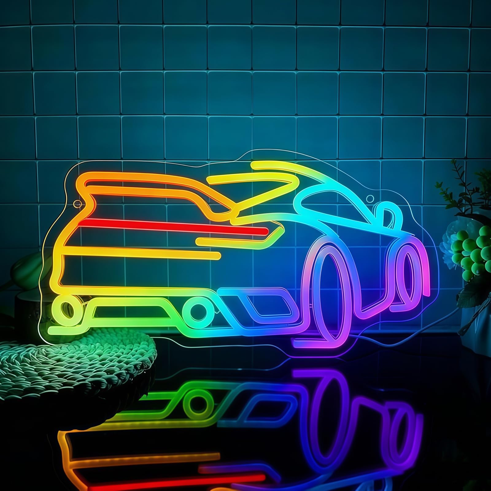 RGB & Color Flow Effect Happy Birthday LED Neon Sign with Remote Control Music Sync Timer Setting LED Acrylic Light for Wall Party Décor Bedroom Bar Wedding Home Birthday USB Powered