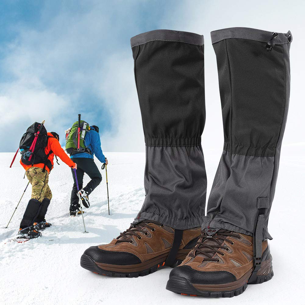Polainas para Piernas de Nieve, 1 Par de Polainas Impermeables de Tela Oxford para Exteriores, a Prueba de Viento, para Senderismo, para Raquetas de Nieve, Escalada, Esquí, Motociclismo(Negro)