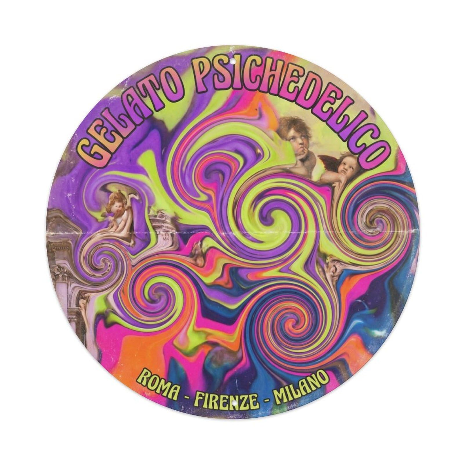 Dessert Cafe Gelato Swirl Psychedelic Ice Cream Metal Tin Sign