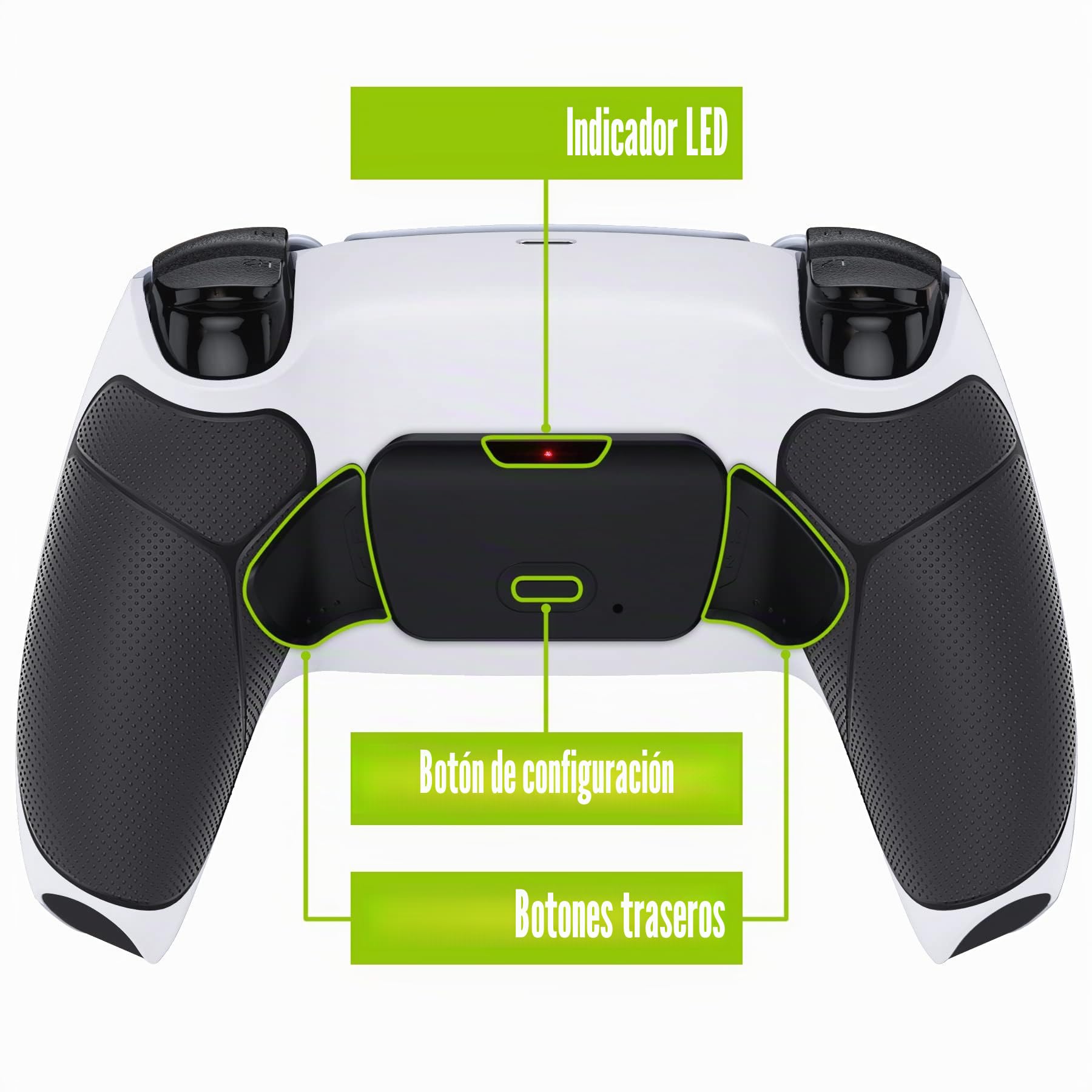 eXtremeRate Programable Rise Remap Kit 2.0 para ps5 Mando BDM-030/040/050 Actualización Board & Carcasa con Goma Grip & Botones Traseros Accesorios para ps5 Control-NO Incluye Mando(Negro Grip)
