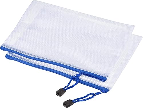 MECCANIXITY Bolsas de malla con cremallera, tamaño A4, bolsillos para documentos, carpetas para suministros de oficina y hogar, color blanco,
