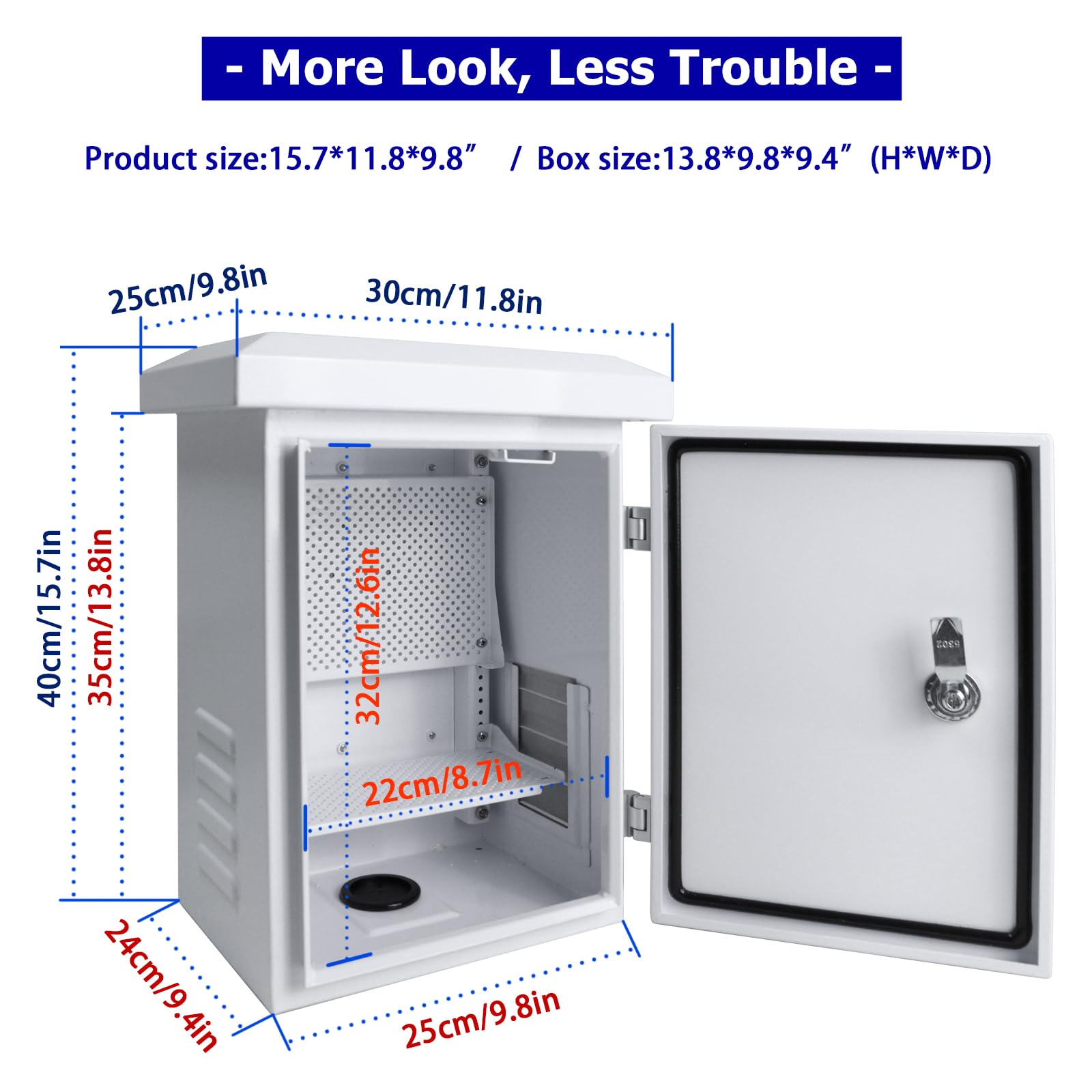 Outdoor Weatherproof Electrical Box – 11.6x9.1x5.7 Inch Galvanized Steel Enclosure With Ventilation, Hinged, Wall/Pole Mount, Anti-Rust