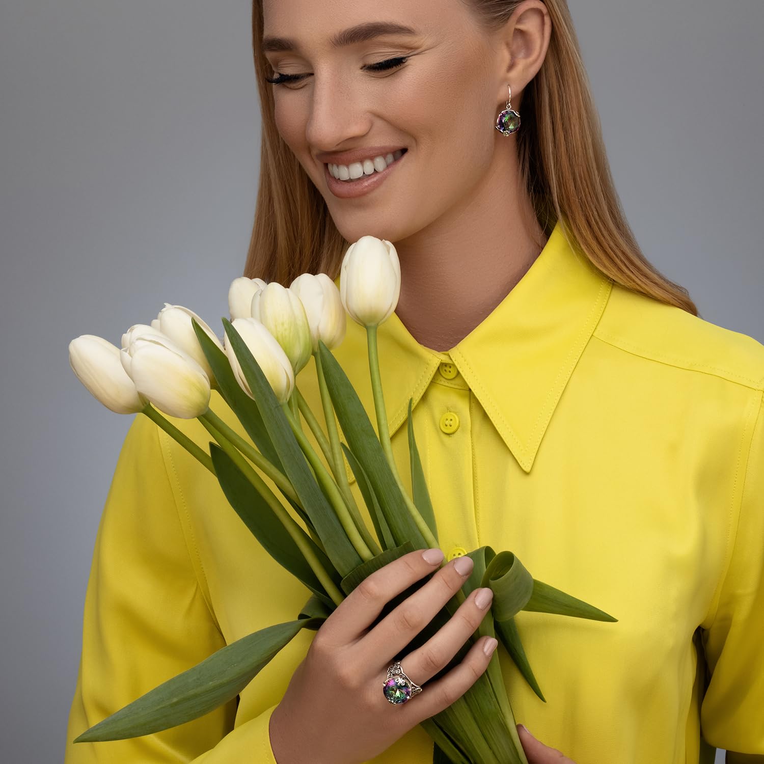 JEAN RACHEL JEWELRY Ring aus 925er-Sterlingsilber mit kräftigen, runden Zirkonia, Blumen- und Schmetterlings-Vintage-Design, hypoallergen, blei- und nickelfrei, handgefertigt, Statement-Ringe für