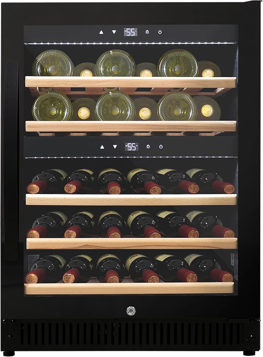 CT Copper Tailor 40 Bottles Outdoor Wine Cooler,Dual Zone Wine Fridge,Freestanding or Built-In Installation,LED Touch Control, for Home,Office,Bar,3.9 Cu.Ft