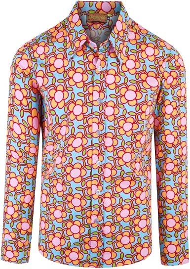 Chenaski Mens 70s Flowergrid Shirt 