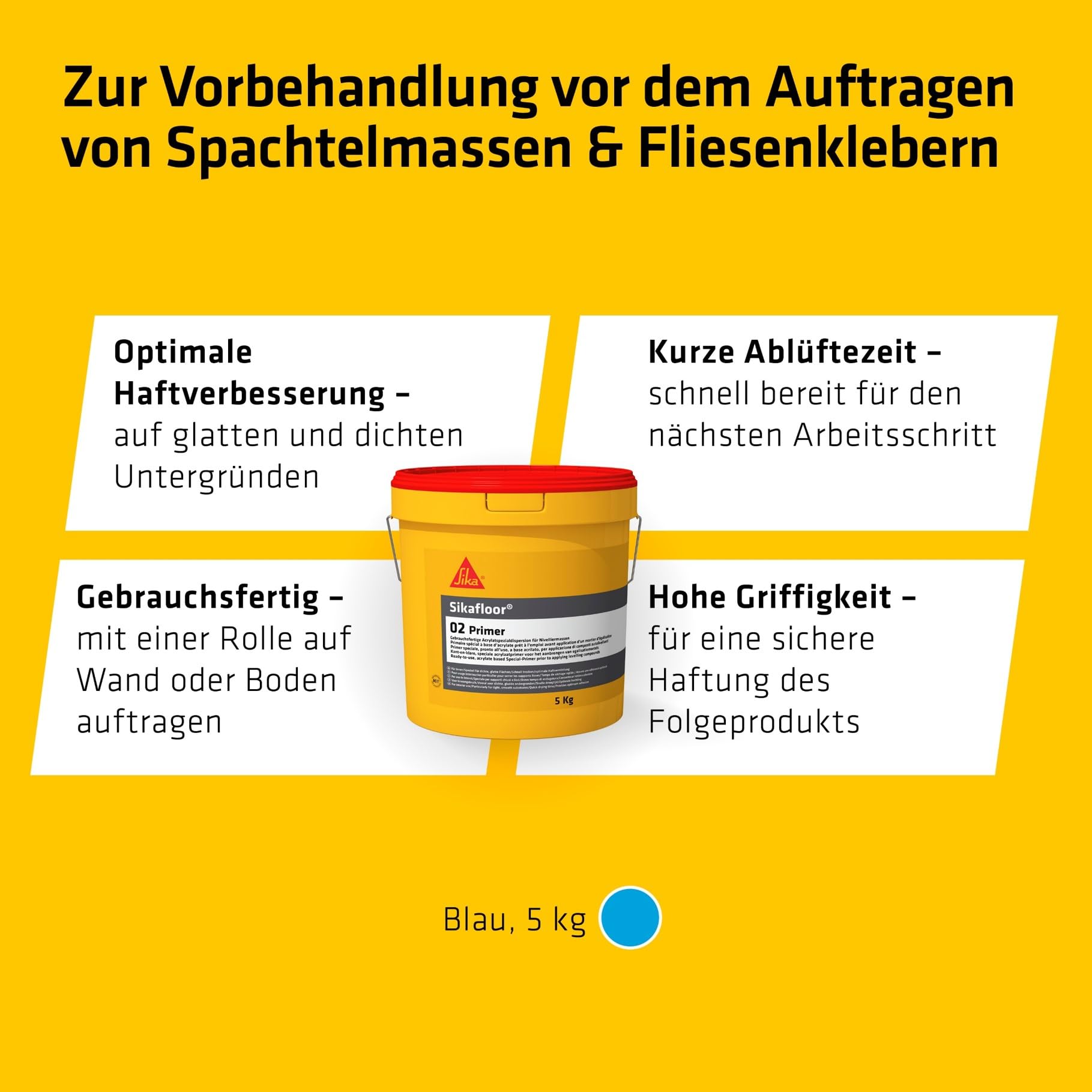 SIKA - Haftgrund Wand & Boden - Sikafloor-02 Primer - 5kg | Vor Ausgleichs- und Spachtelmassen - Verbessert Haftung - Einfache Anwendung