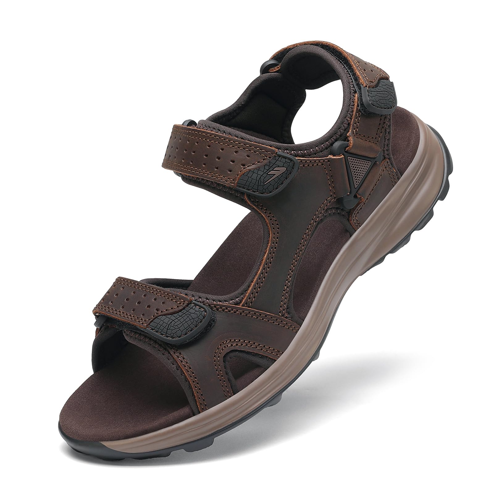 FLARUT Sandali da Uomo Scarpe da Trekking Estive Sport all'aperto in pelle Spiaggia Punta Aperta l'escursionismo Sportivi Casual(Marrone Scuro,44)