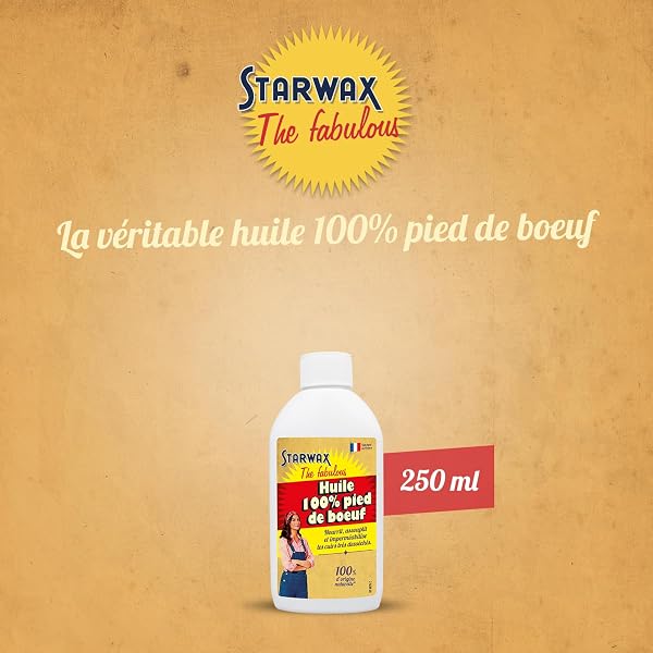 STARWAX THE FABULOUS - Huile 100% pied de bœuf - Nourrit, Assouplit, Imperméabilise les cuirs très desséchés - 100% d'origine naturelle - Fabriqué en France - 250ml - 3