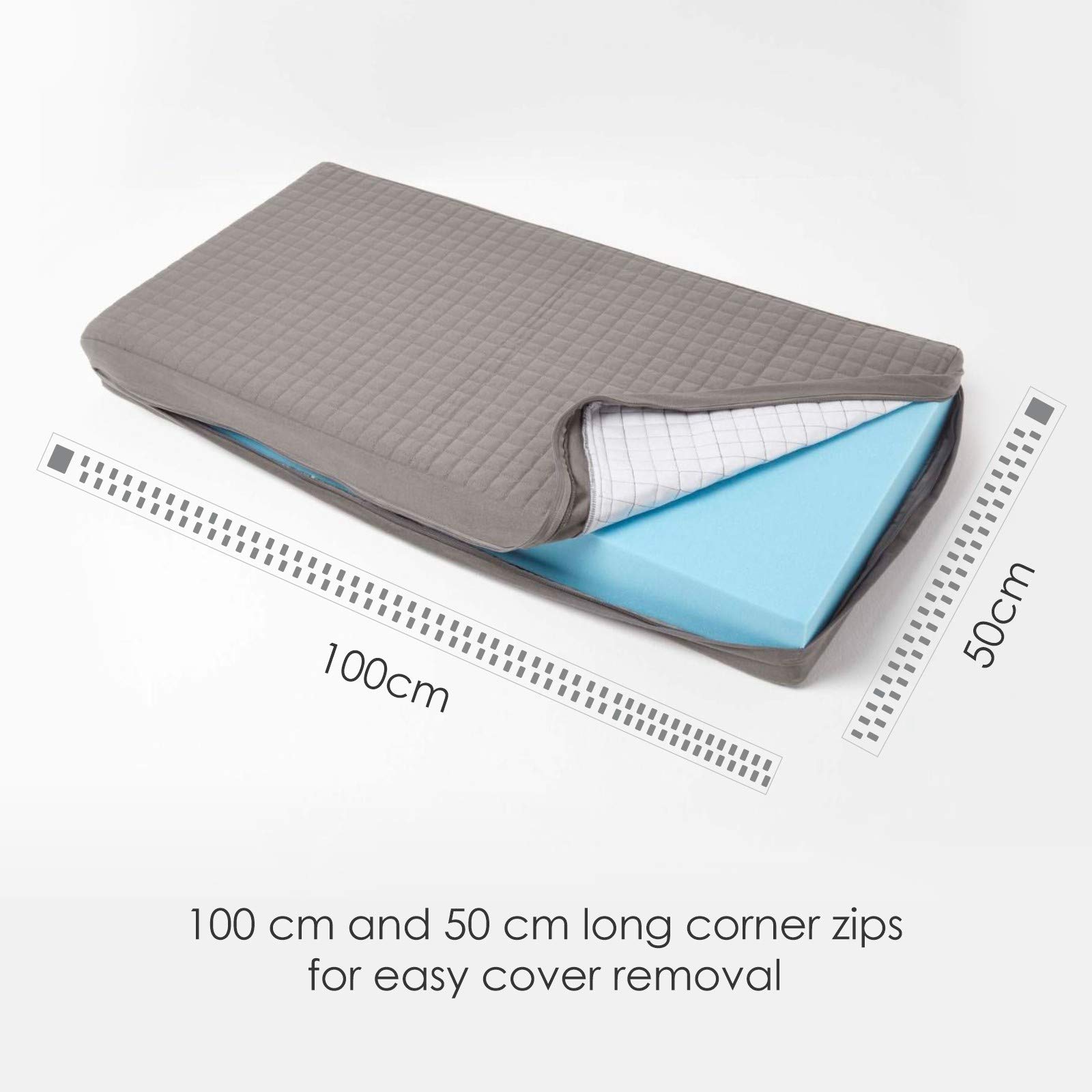 Homescaps - Cuscino imbottito imbottito per poltrona, con fodera rimovibile, 50 cm, quadrato, 10 cm, in schiuma ortopedica, con rivestimento in morbida pelle scamosciata, lavabile