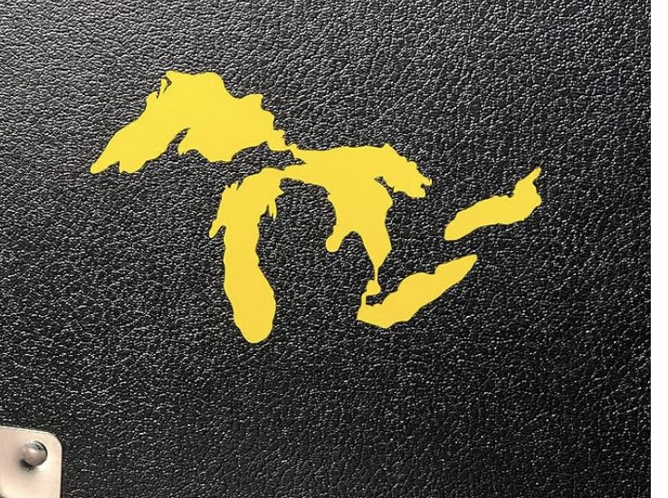 Image of Great Lakes Sticker Michigan Car Decal Premium Heavy-Duty Waterproof Vinyl for Bumpers, Windows, Laptops, Water Bottles or Coolers (Yellow, 4.75 inch Wide)
