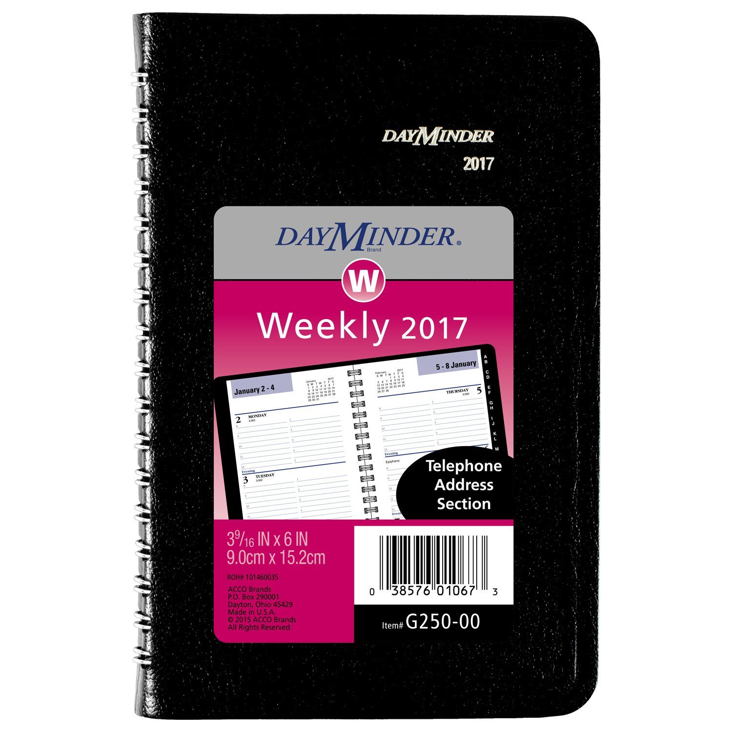 DayMinder Weekly Pocket Appointment Book / Planner 2017, 39/16 x 6