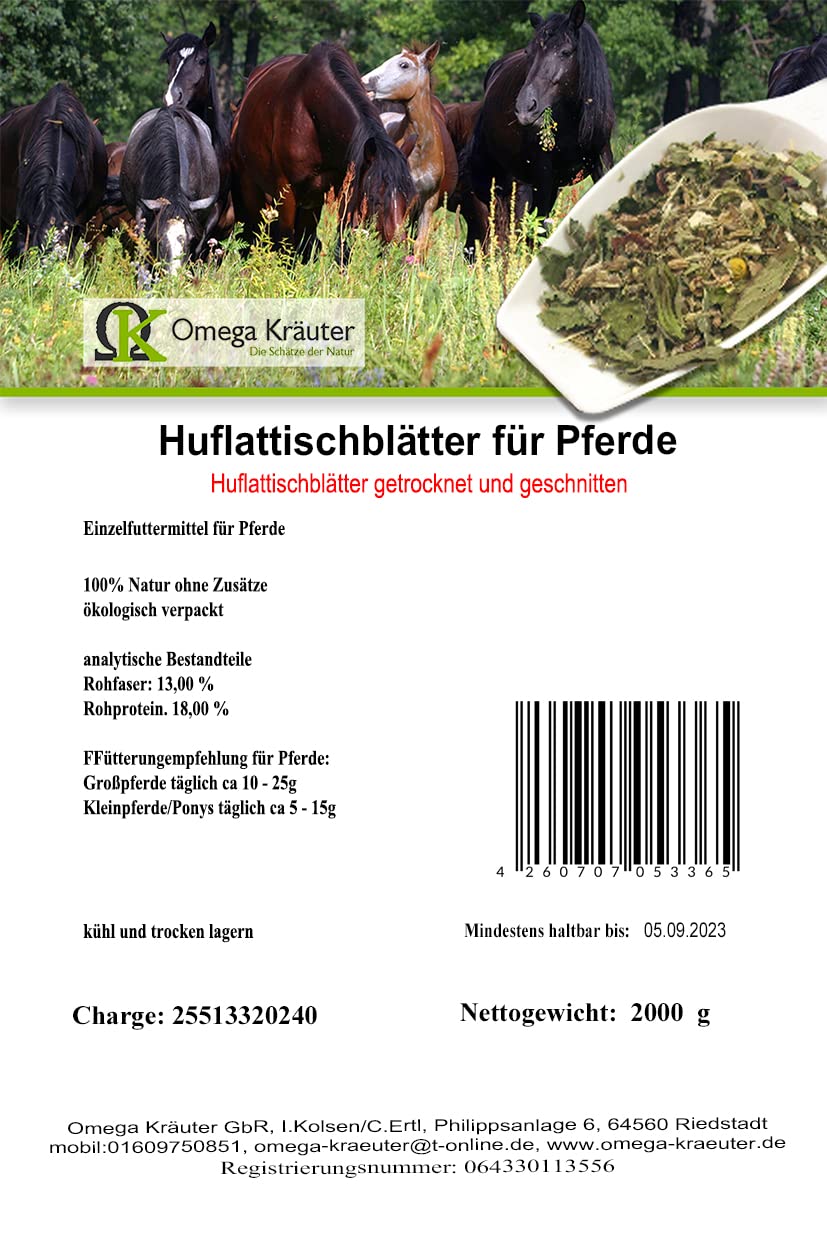 Huflattischblätter geschnitten und getrocknet für Pferde 2000g