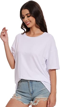 Women's Basic Oversized T Shirts Half Sleeve Crew Neck