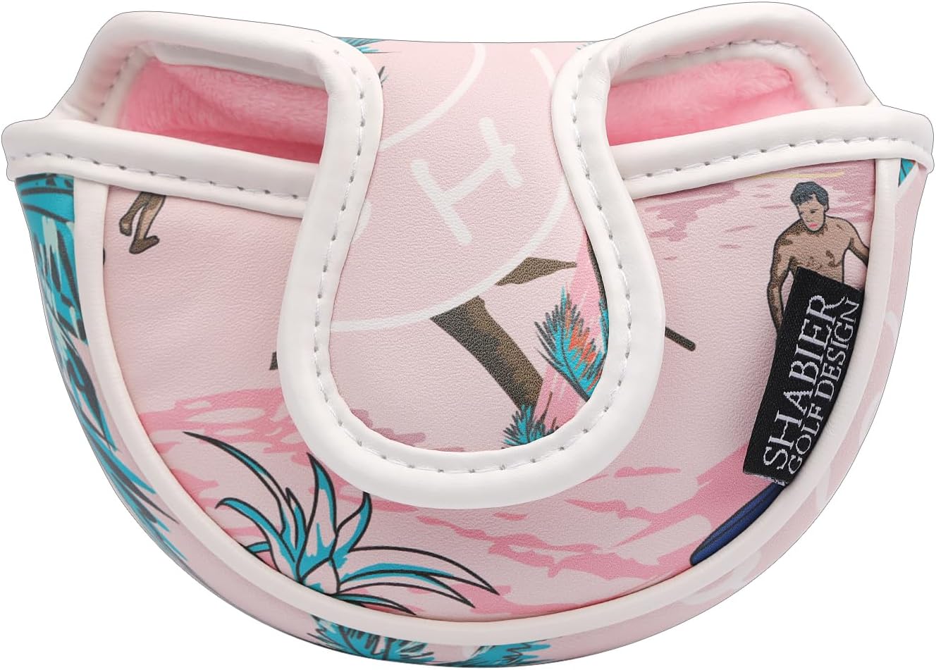 Mid-Mallet Headcover with Pink Aloha Tropical Hawaii Surf Beach Design