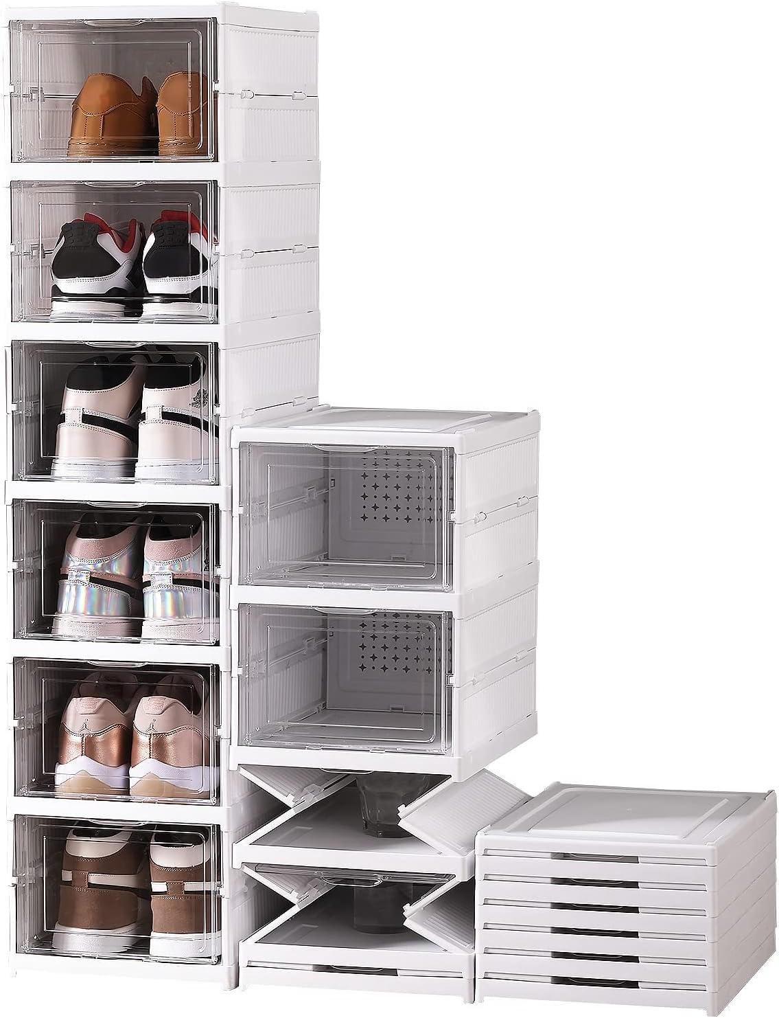 ZENZERO®- SCARPIERA PIEGHEVOLE a 6 Ripiani Trasparente - Dimensioni 105x25,5x34,5 cm - Scatola Contenitore Portascarpe Organizzatore Scarpiera Shoe Box (1#)