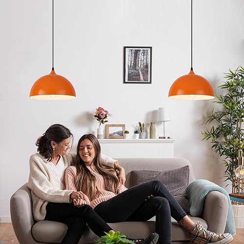 Miniatura 85 de Lámpara Colgante Industrial Electrochapada en Oro de 11.8 pulgadas, Paquete de 2, Lámparas Colgantes de Metal para Isla de Cocina, Lámpara Colgante