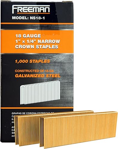 Miniatura 2 de Freeman NS18-125 - Grapas de corona estrecha con pegamento de calibre 18 de 14 de pulgada, 1-14 pulgadas de largo (1000 unidades)