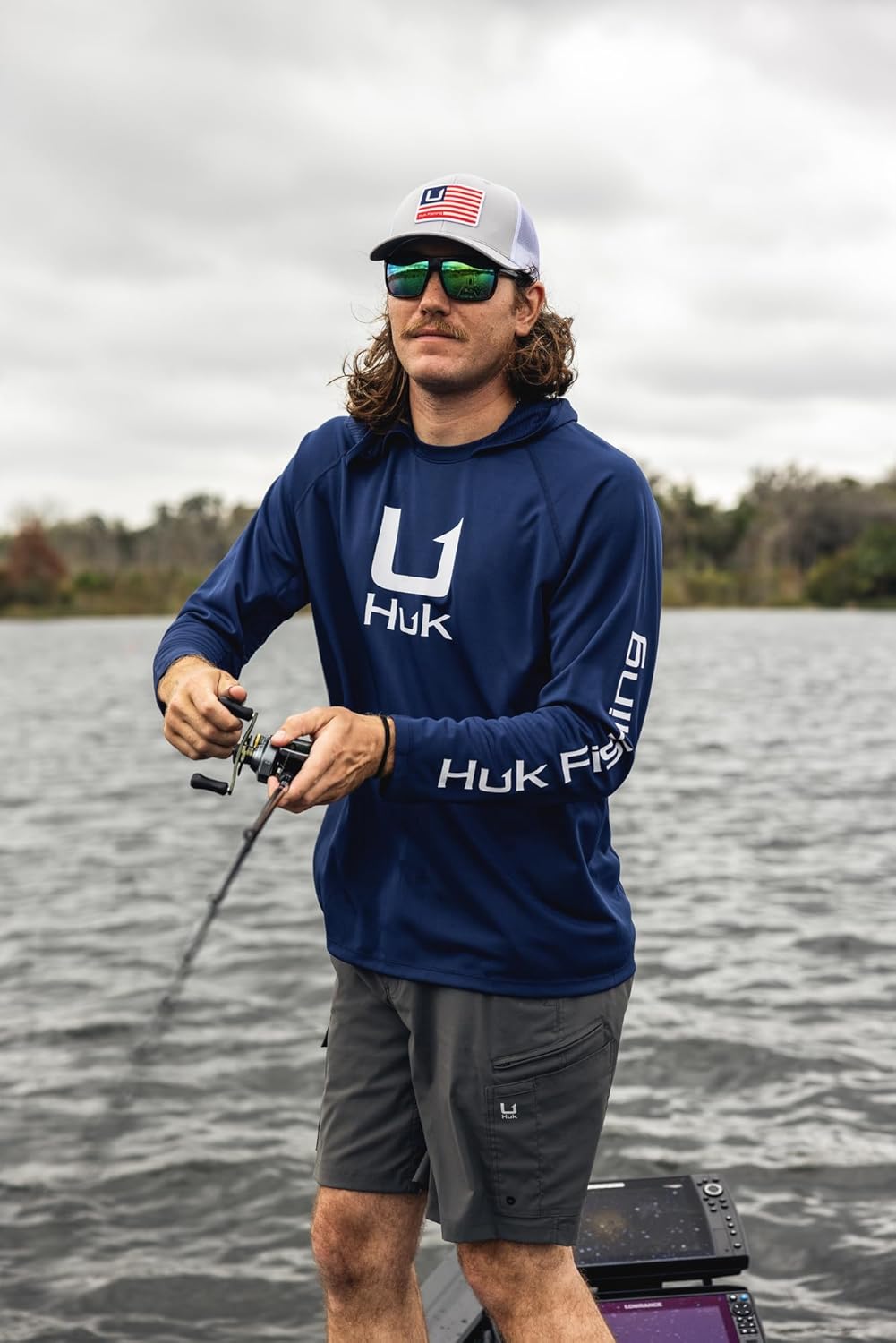 HUK Mens Icon Hoodie, Fishing Shirt With Sun Protection for Men, Ice Water, XX-Large - Image 9