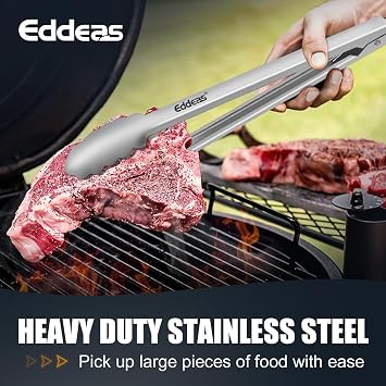 2 PCS 12 Inch Tongs for Cooking Heavy Duty All Metal Kitchen Tongs