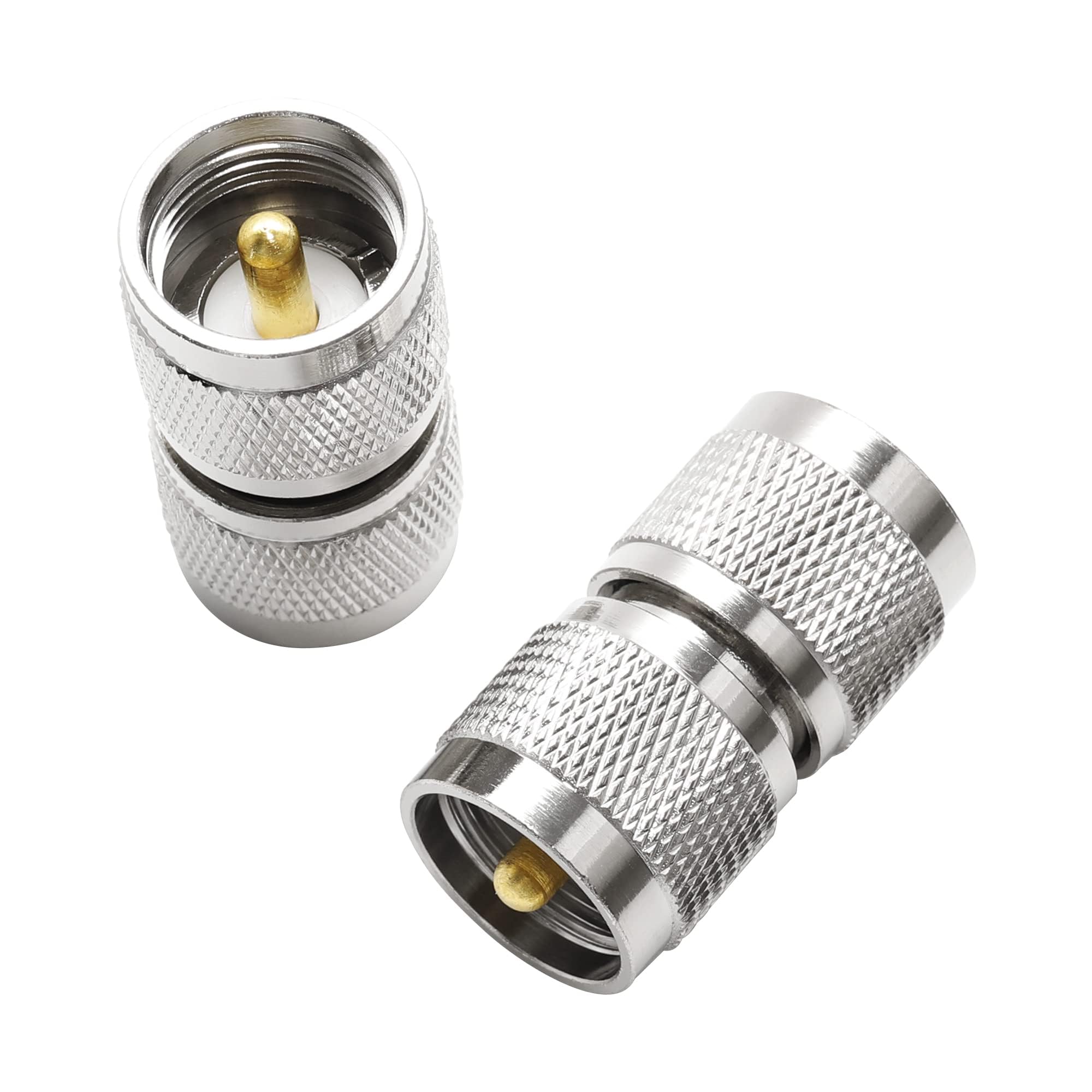 Anina UHF PL259 Male to Male Coax Connector, 2 Pcs Low Loss RF PL-259 Adapter for CB Ham Radio Antenna, Coaxial Cable, SWR Meter, LMR, LAN, CCTV