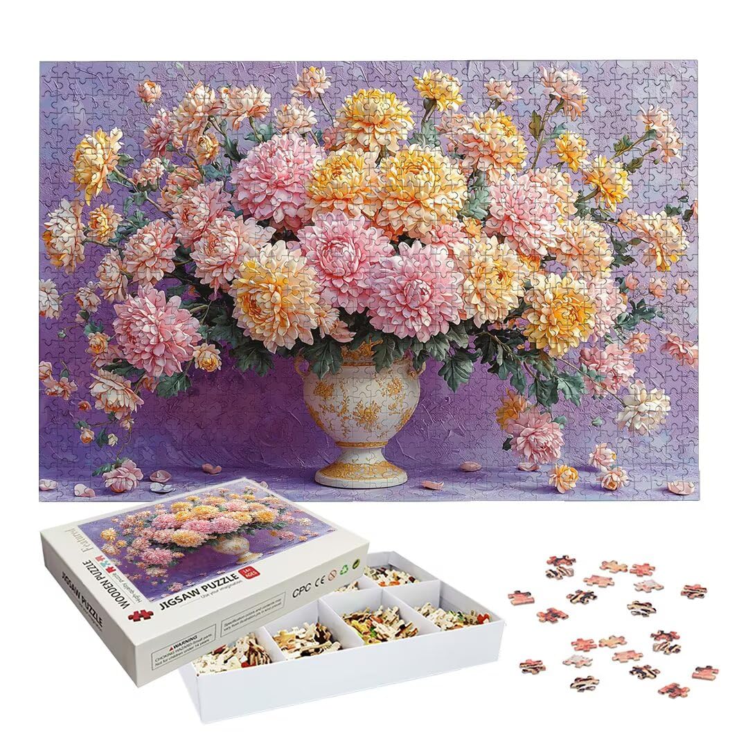 Puzzle 1000 Piezas, Puzzle Flor de Madera para Adultos, Regalos -2158