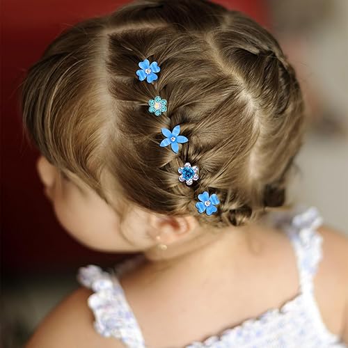 Miniatura 5 de YISSION 20 mini pinzas para el pelo de flores, bonitos horquillas para el pelo con diamantes de imitación, pequeñas pinzas decorativas para el pelo