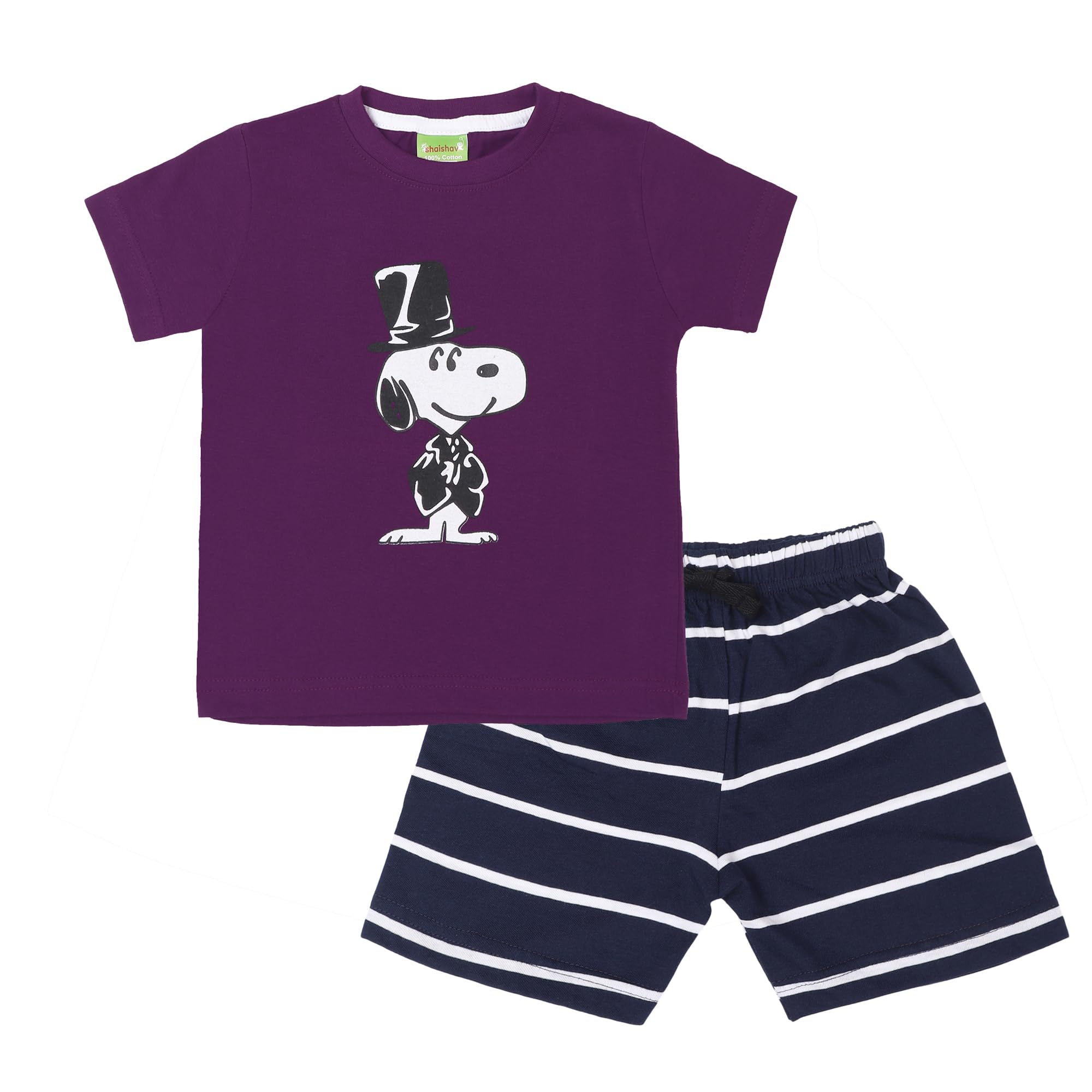 Shaishav wearsSnoopy Boys' T-Shirt and Shorts Set, Purple