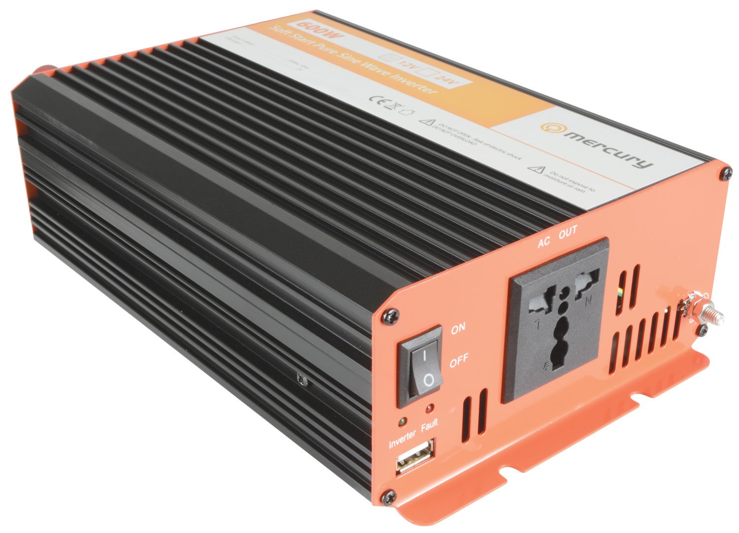 Mercury 12V Soft Start Pure Sine Wave Inverter 600W - 652.102Uk