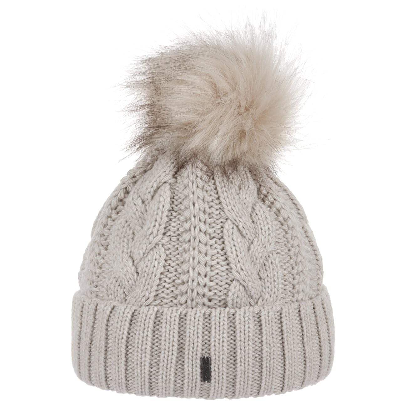 McBurn Cable Knit Hat with Cuff Women - Made in Italy Winter Beanie Wool Cuff, Lining, Lining Autumn-Winter - One Size Beige