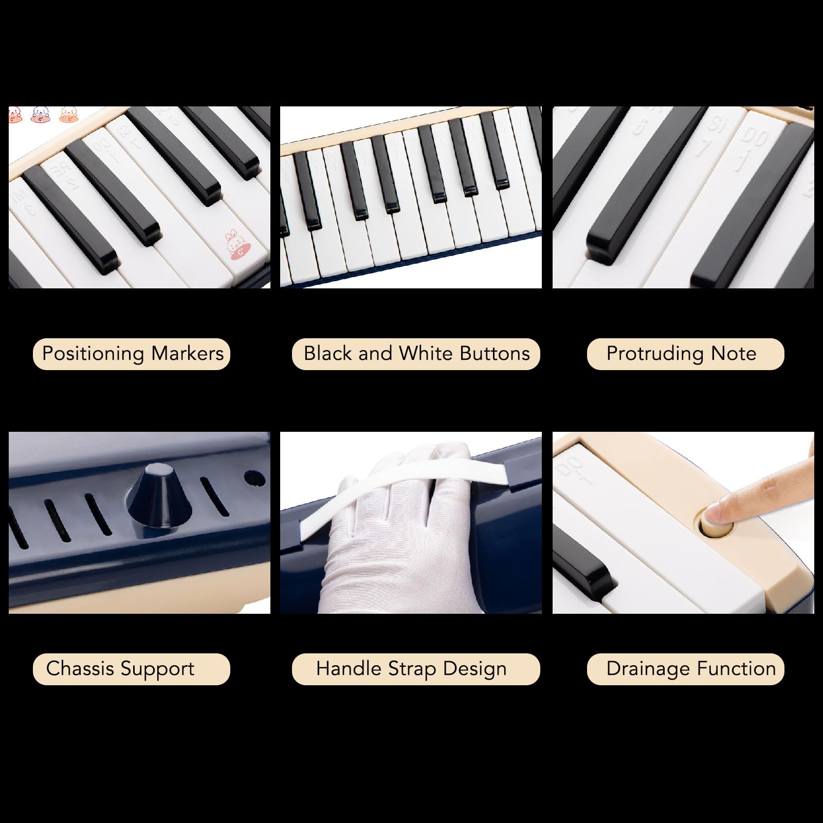 37 Klawisze Melodica Klawiatura, Przenośny Instrument Fortepianowy Instrument Melodica Instrument dla Początkujących z Ustnikiem do Przechowywania Worka do Przechowywania