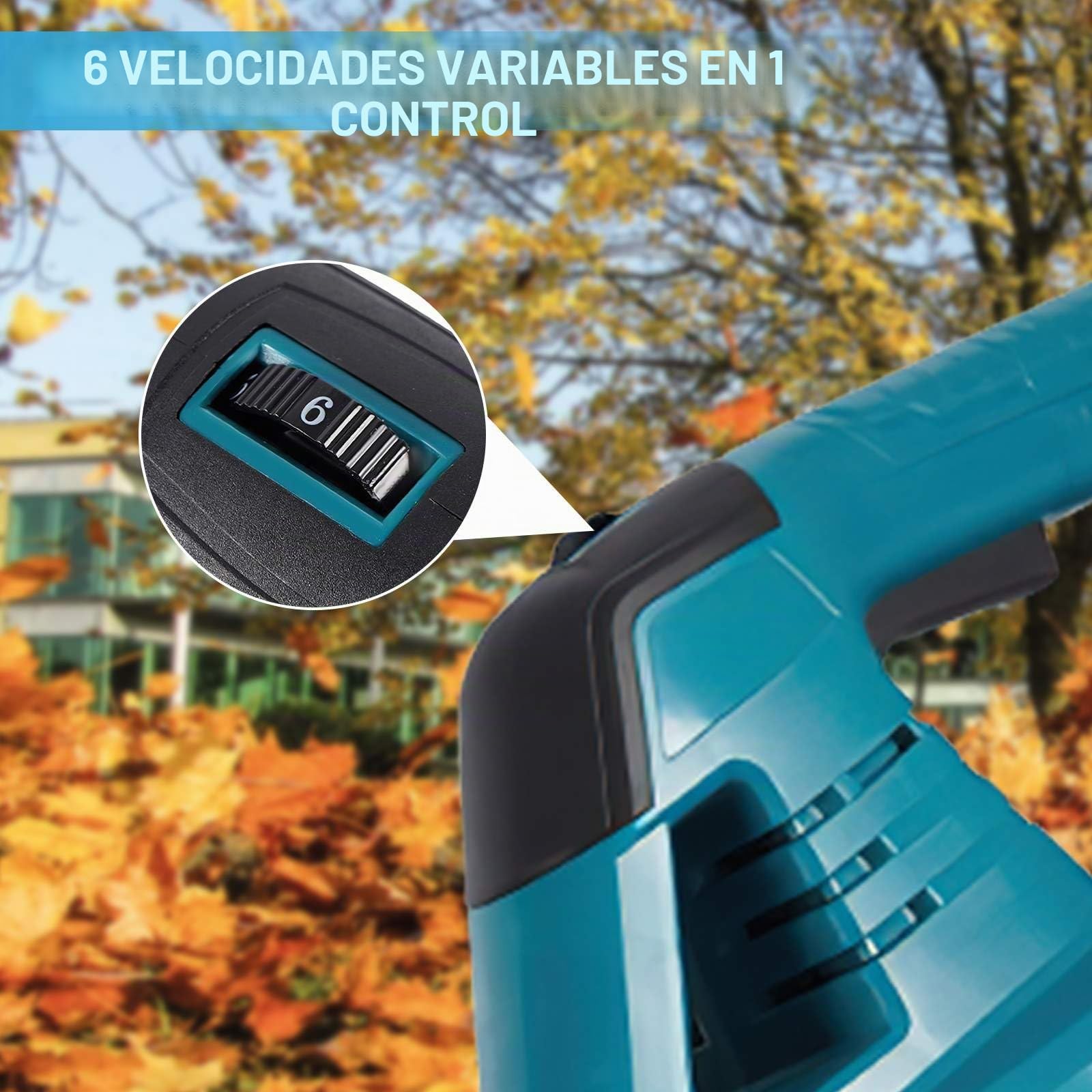 Soplador de hojas para Makita de 18 V, con velocidad de 350 km/h, 6 velocidades ajustables, incluye aspiradora con batería y cargador, soplador para el cuidado del césped, polvo y pelo de animales