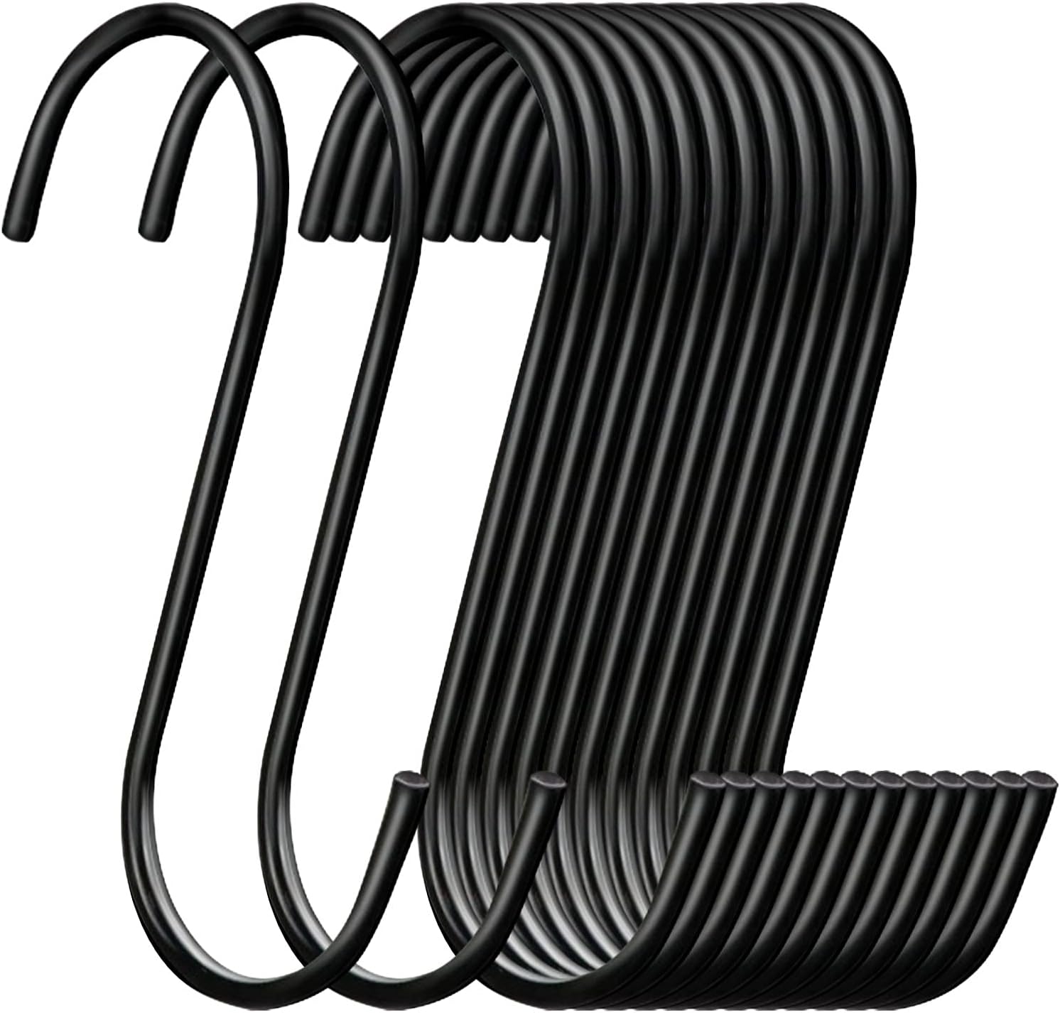 ESFUN 30 Pack 3.7 inch Length S Hooks Black Steel S Shaped Hooks for Hanging Jeans Pans Pots Plants Bags Towels Kitchen Closet Hooks Hanger, Fit The Rod Dia Less than1 inches