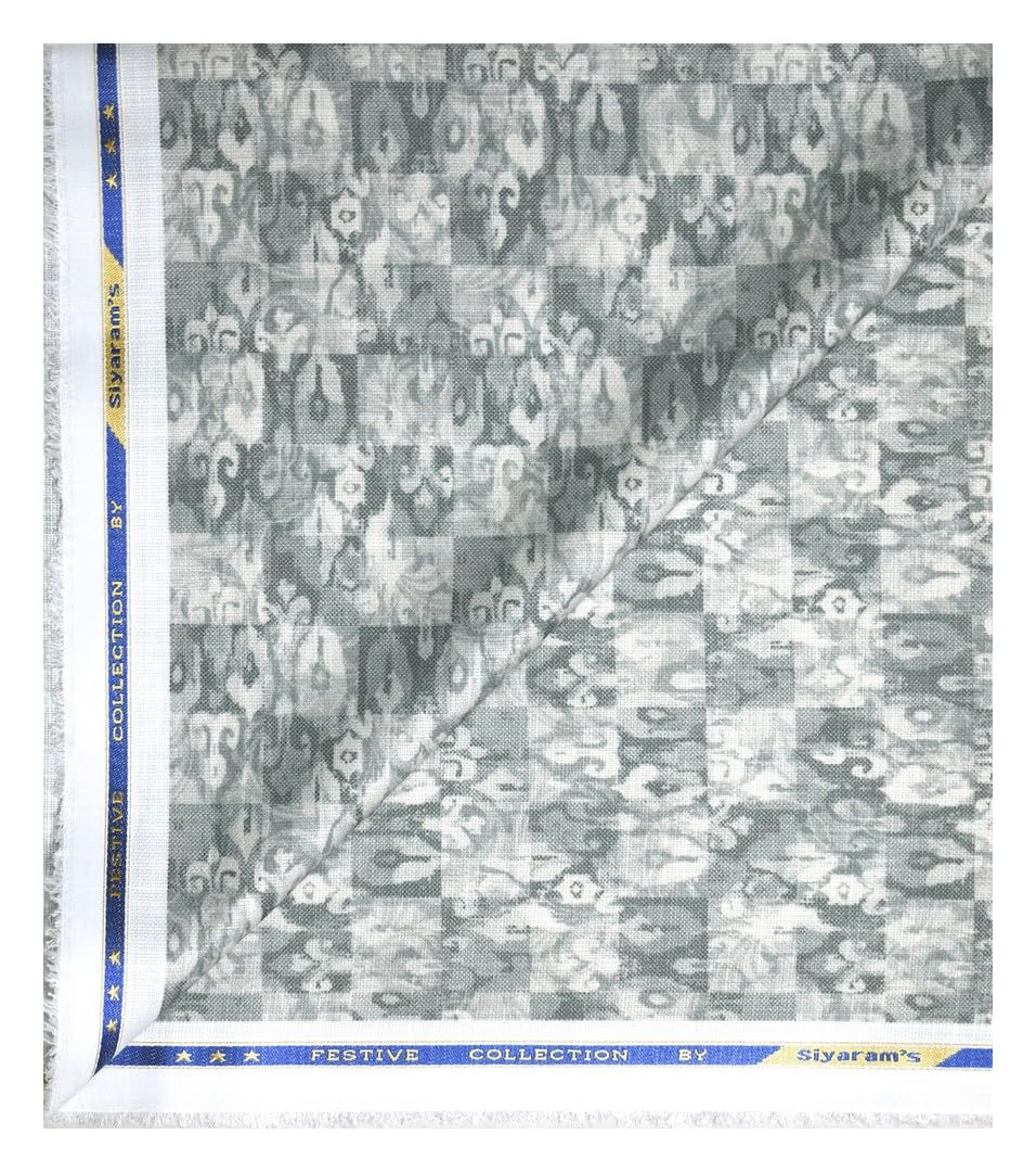 siyaram's festive collection printed pattern with hemp blended Grey color unstitched men's Kurta/sherwani/top fabric of 2 meters / VV2307-picture-9