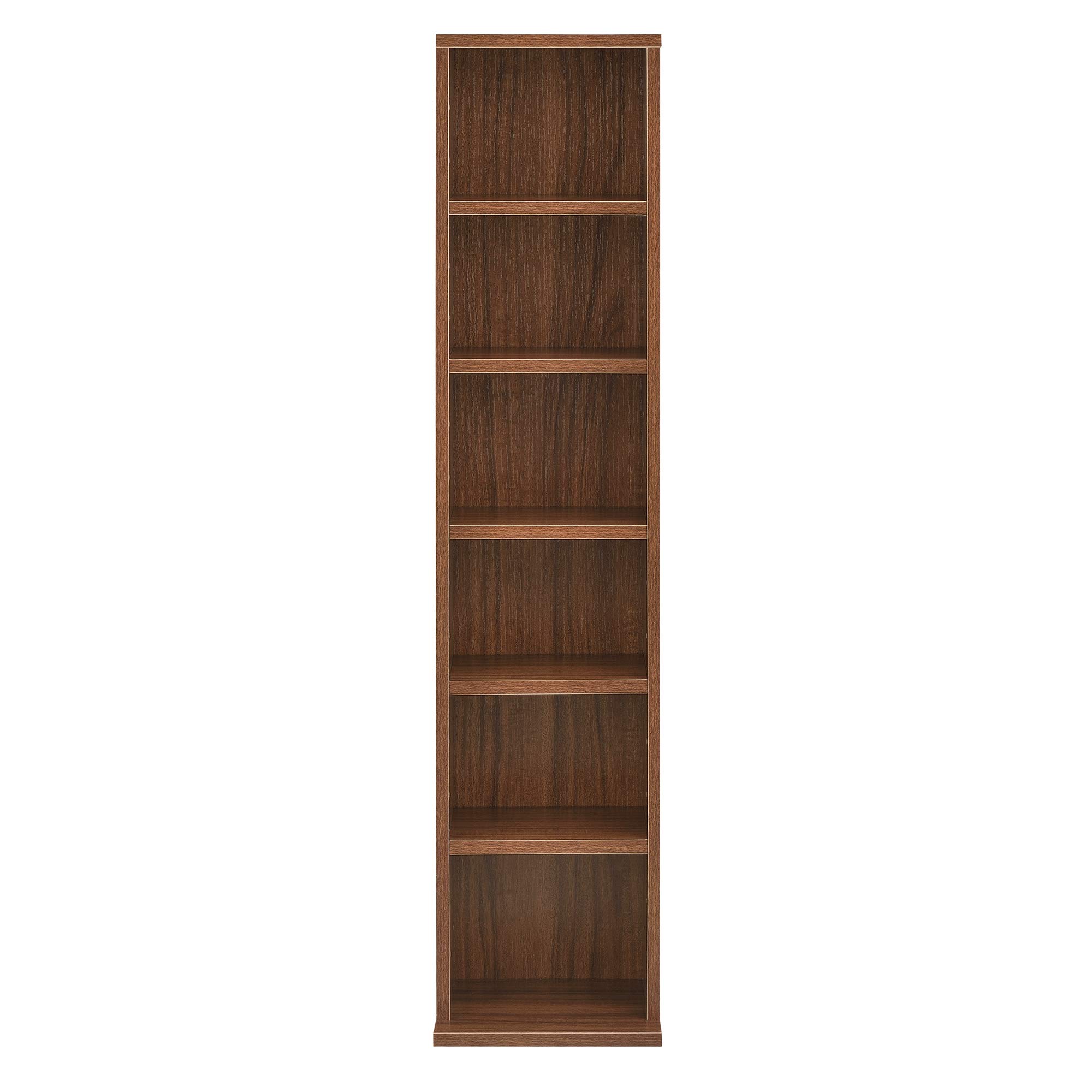 [en.casa] Étagère CD Tour DVD Meuble Rangement avec 6 Surfaces de Stockage à Hauteur Réglable Panneau de Particules Mélaminé 90 x 20 x 20 cm Effet Noyer