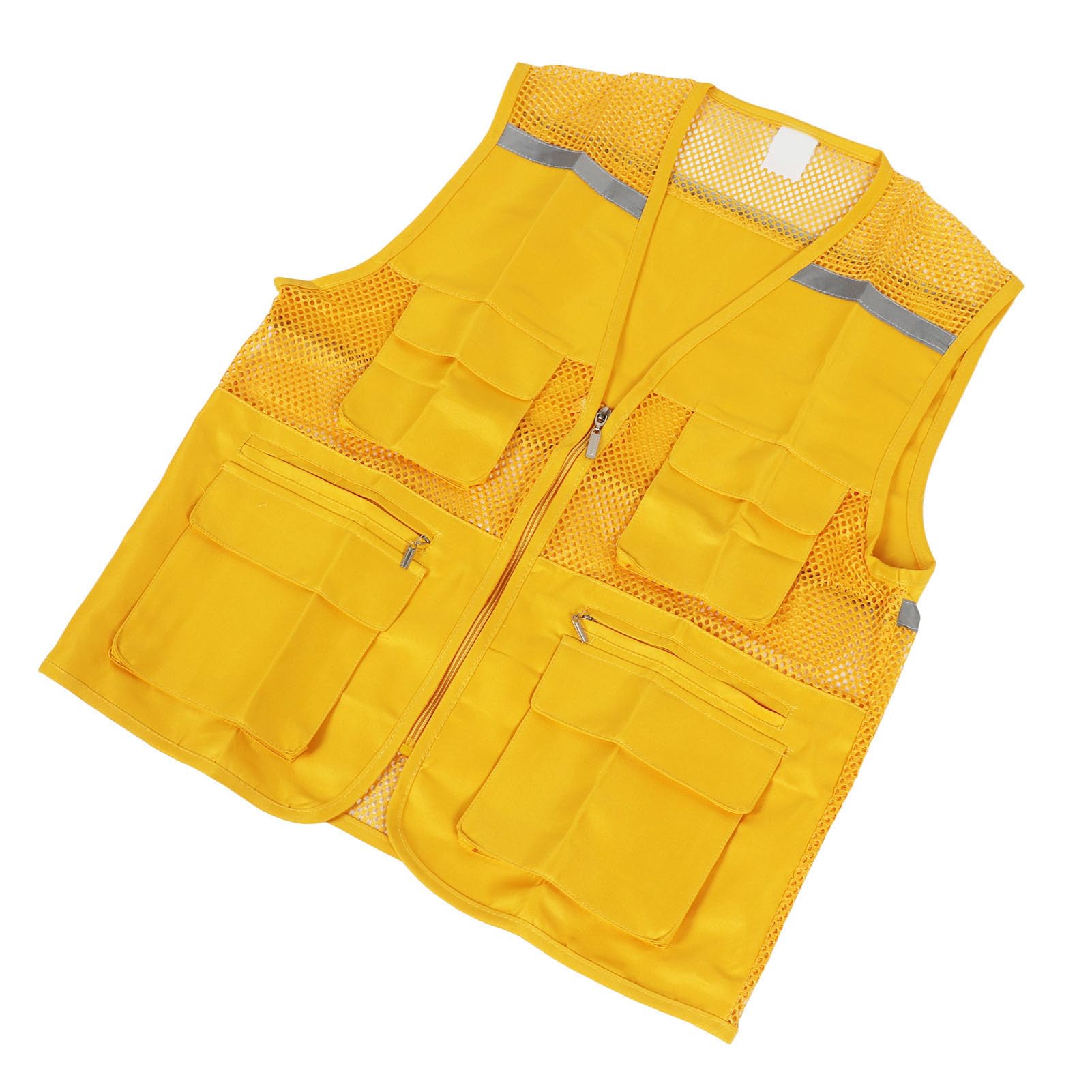 Chaleco de voluntario amarillo multibolsillos para publicidad y eventos 7