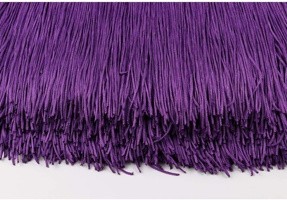 Fringe Trim Lace Polyerter Fibre Tassel 12inch（″） Wide 10 Yards Long for Clothes Accessories and Latin Wedding Dress and DIY Lamp Shade Decoration Black Purple