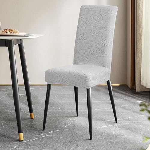 Miniatura 5 de YISUN - Juego de 4 fundas para sillas de comedor, fundas elásticas de jacquard para sillas Parsons, fundas removibles y lavables para sillas,